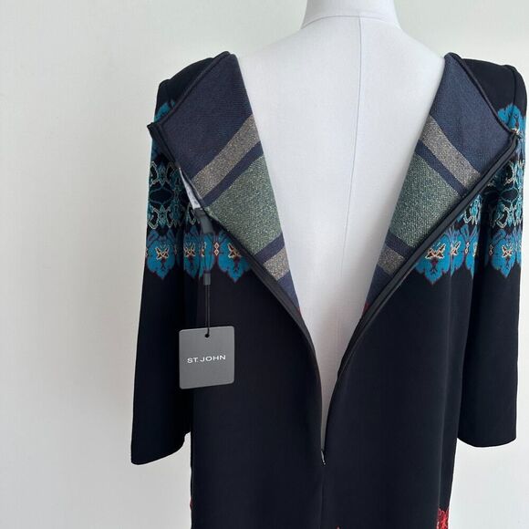 St John Sweater Large Wool Blend Knit Damask Southwestern Mod Metallic Luxe Art - Picture 7 of 10